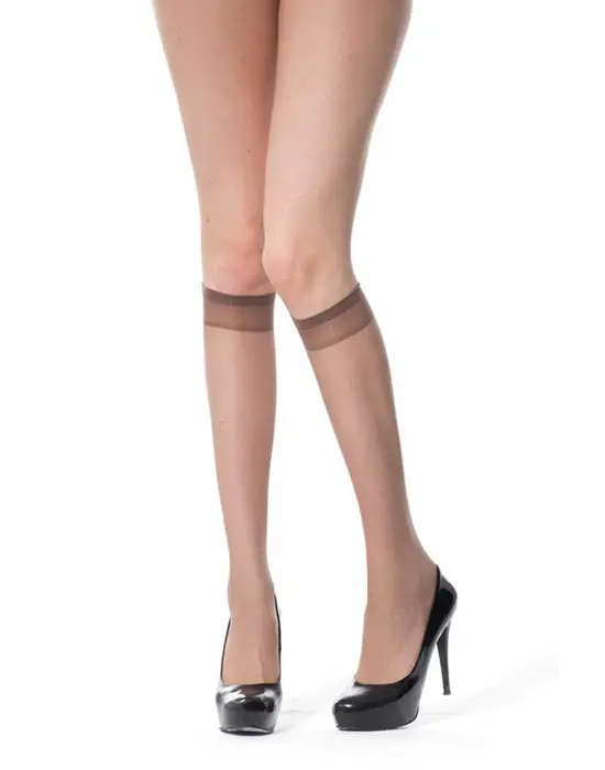 Omarı İnce Dizaltı Çorap 20 Denye Vizon Renkli