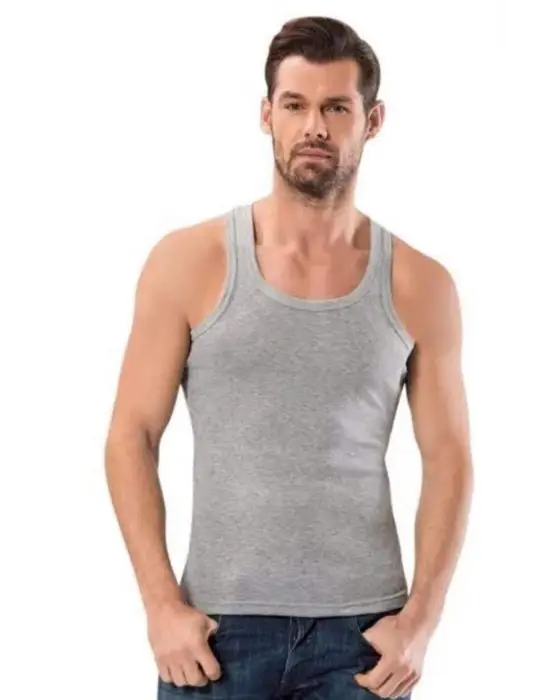 Omarı Kalın Askılı Erkek Atlet Gri