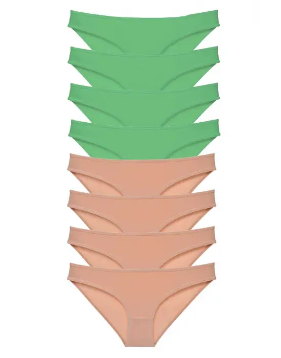 Omarı Süper Eko Yeşil Ten Likralı Kadın Slip Külot Seti