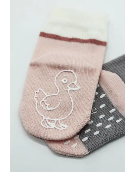Omarı Eğlenceli Desenli Kaymaz Kız Çorap Seti
