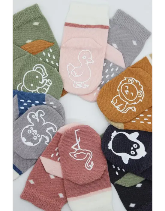 Omarı Eğlenceli Desenli Kaymaz Kız Çorap Seti