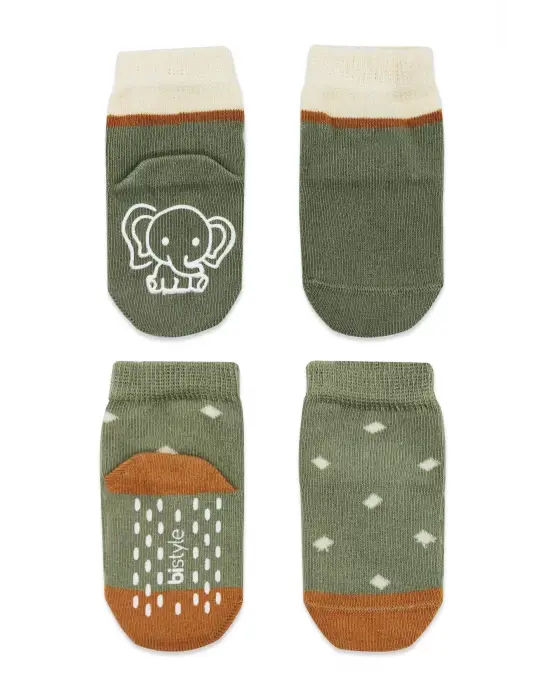 Omarı Sevimli Hayvan Desenli Kaymaz Çocuk Çorapları Seti