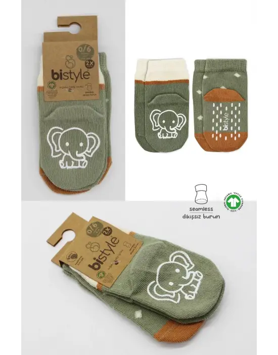 Omarı Sevimli Hayvan Desenli Kaymaz Çocuk Çorapları Seti