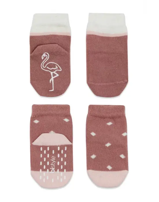 Omarı Sevimli Hayvan Desenli Kaydırmaz Kız Çorap Seti