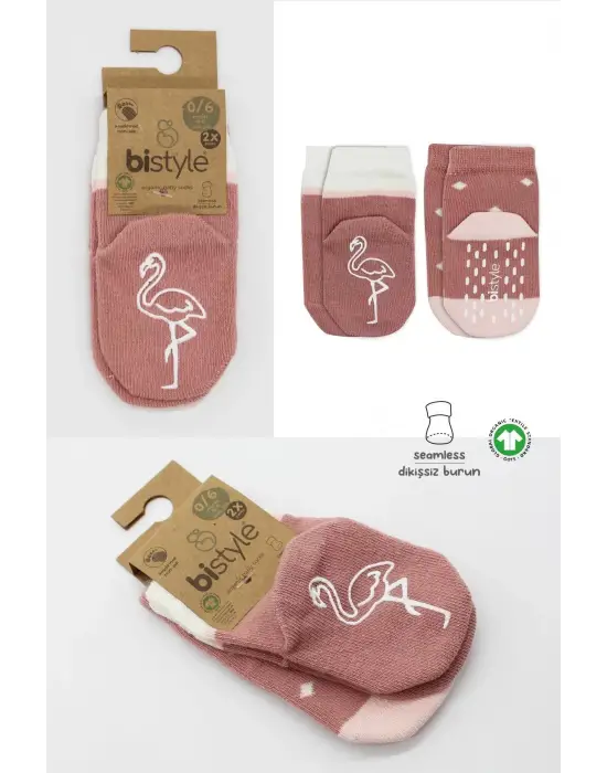 Omarı Sevimli Hayvan Desenli Kaydırmaz Kız Çorap Seti