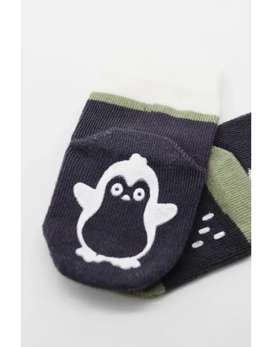 Omarı Eğlenceli Hayvan Desenli Kaymaz Erkek Soket Çorap Seti