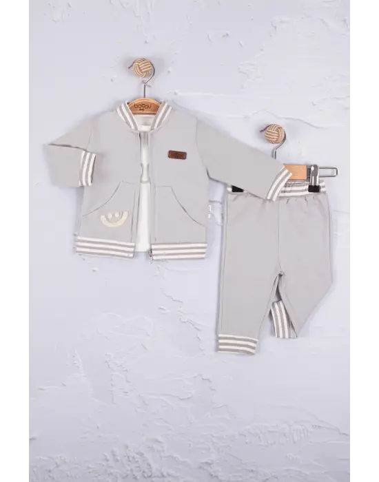 Hello Nakışlı % 100 Pamuk 3lü Erkek Bebek Takımı