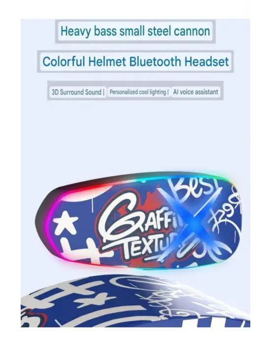 Helmet Graffiti Motor Kask Kulaklık Rgb Modlu Su Geçirmez 6.0 Bluetooth Intercom Yenı Model