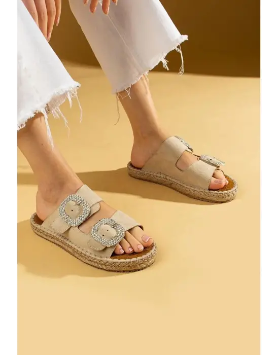 Hertas Bej Nubuk Tokalı Terlik