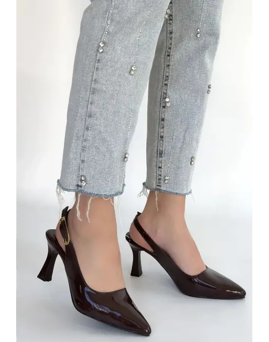 Hies Kahverengi Rugan Topuklu Ayakkabı