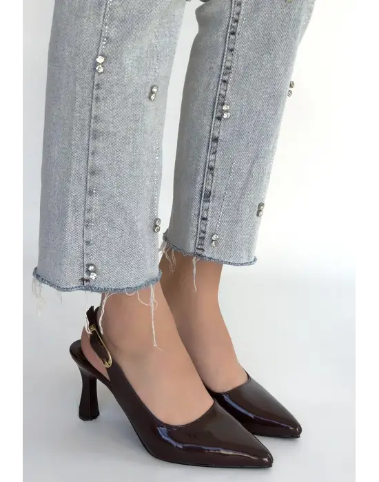 Hies Kahverengi Rugan Topuklu Ayakkabı