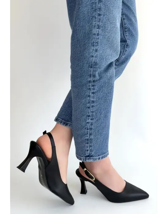 Hies Siyah Cilt Topuklu Ayakkabı