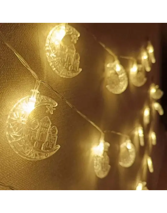 Hilal ve Cami Şekilli 3.5 Metre USB LED Işık – 20 LED’li Dekoratif Ramazan Dekorasyonu ve Ortam Aydınlatması