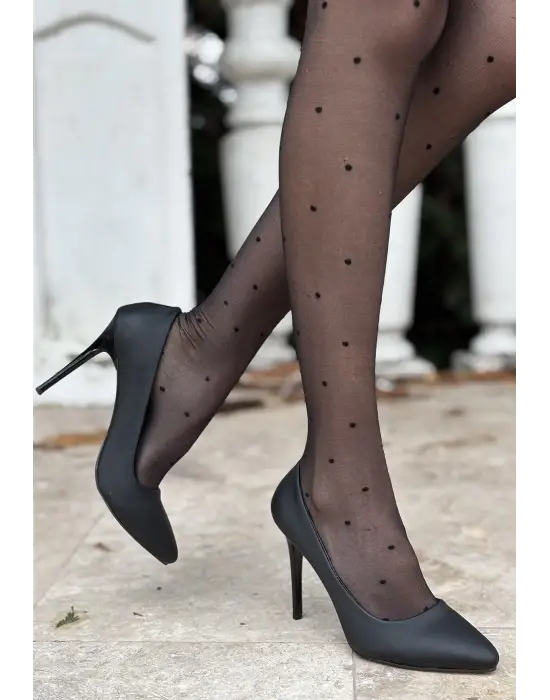 Hillar Siyah Saten Stiletto Ayakkabı