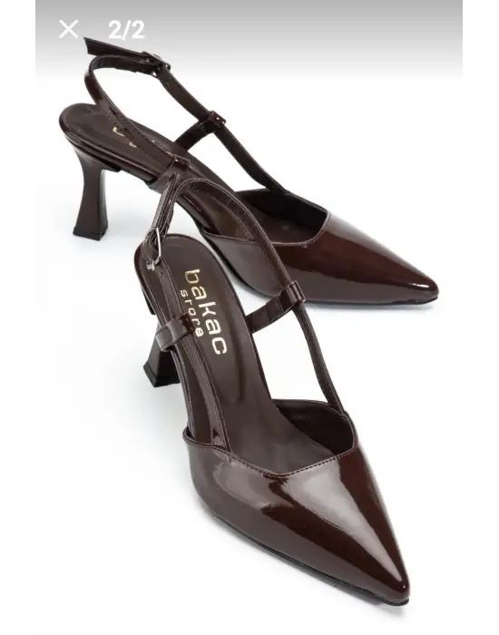 Hoost Kahverengi Rugan Topuklu Ayakkabı