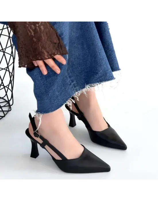 Hoost Siyah Cilt Topuklu Ayakkabı