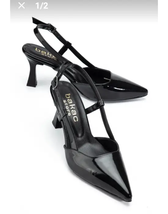 Hoost Siyah Rugan Topuklu Ayakkabı