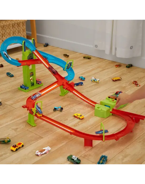 Omarı Neon Yarışlar Çoklu Yarış Heyecanı Pist Seti
