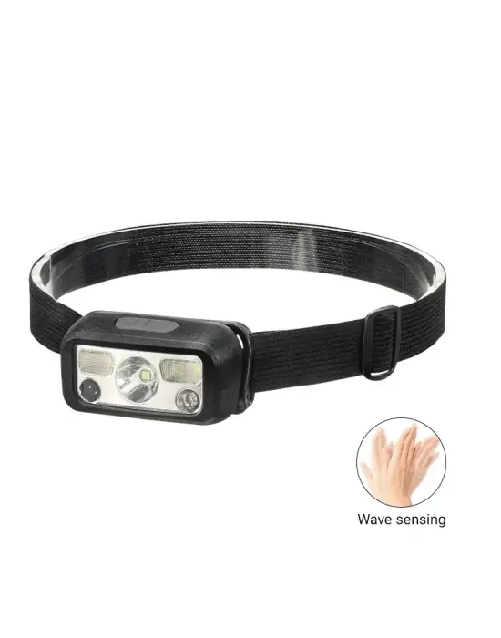 Hs-43 Sensörlü Şarjlı Type-c Çok Amaçlı Kırmızı Işıklı Kafa Lambası