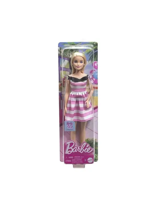 HTH66 Barbie 65.Yıl Özel Pembe Elbiseli Bebek