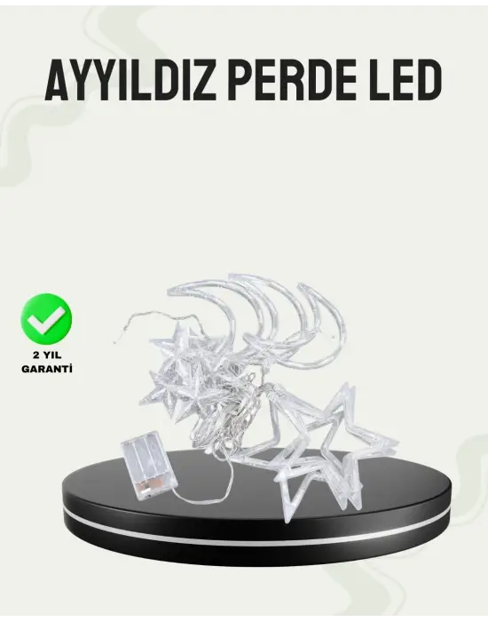 İç Ve Dış Mekan Uyumlu Pilli Yıldız Ay Peri Led Perde