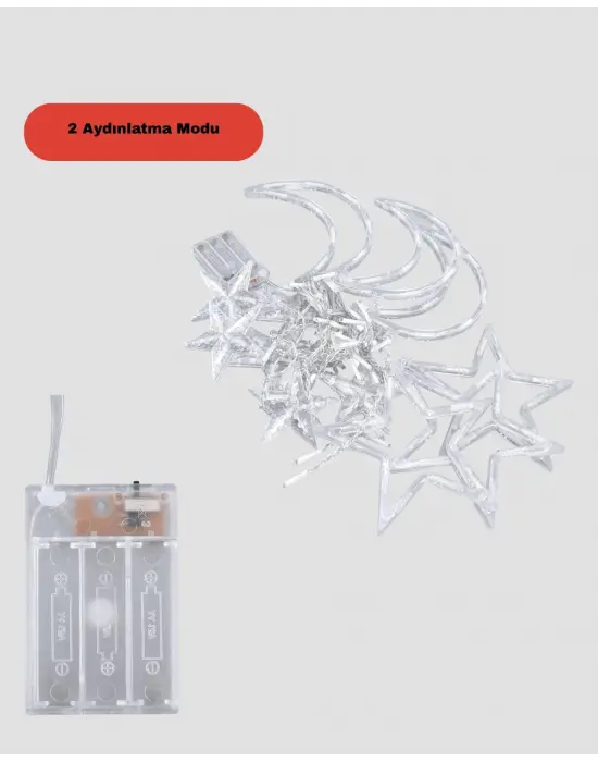 İç Ve Dış Mekan Uyumlu Pilli Yıldız Ay Peri Led Perde