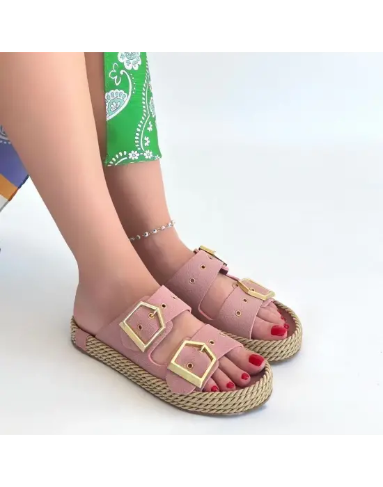 İces Pudra Nubuk Terlik