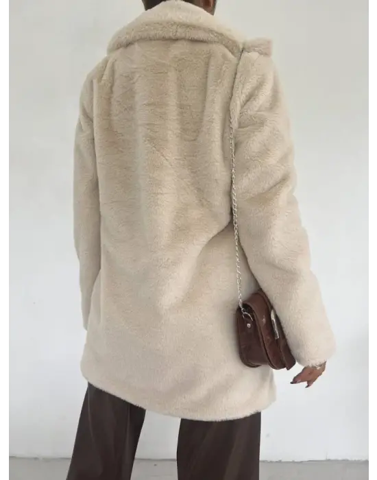 Taş Cepli Kürklü Ceket Kadın Giyim