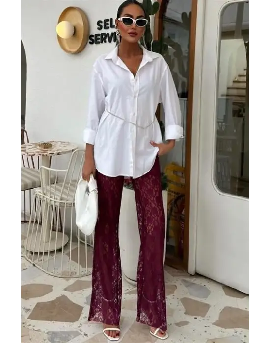 İçi Astarlı Dantel Pantolon 0081