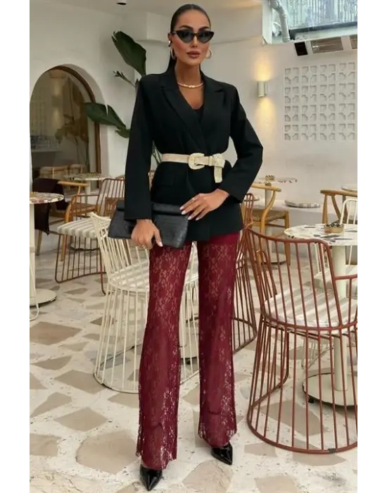 İçi Astarlı Dantel Pantolon 0081