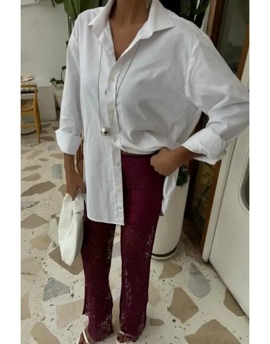 İçi Astarlı Dantel Pantolon 0081