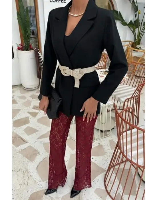 İçi Astarlı Dantel Pantolon 0081