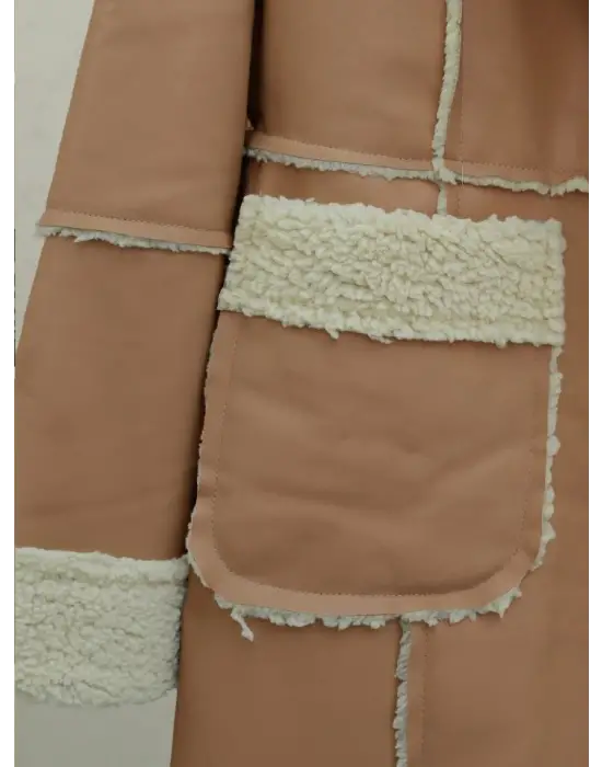 Vizon İçi Peluşlu Çıtçıtlı Cepli Deri Mont Kadın Giyim