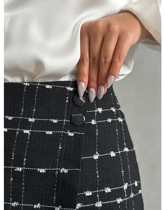 İki düğmeli ch kumaş şort etek siyah h26414