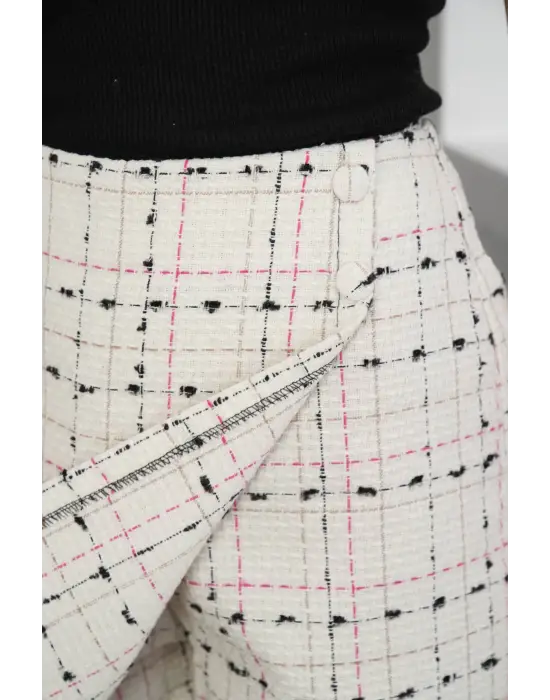 İki düğmeli şort etek beyaz h26414