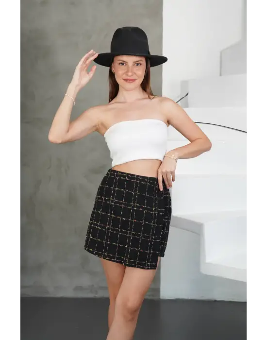 İki düğmeli şort etek siyah h26414