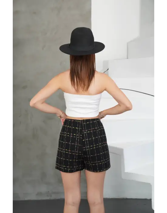 İki düğmeli şort etek siyah h26414