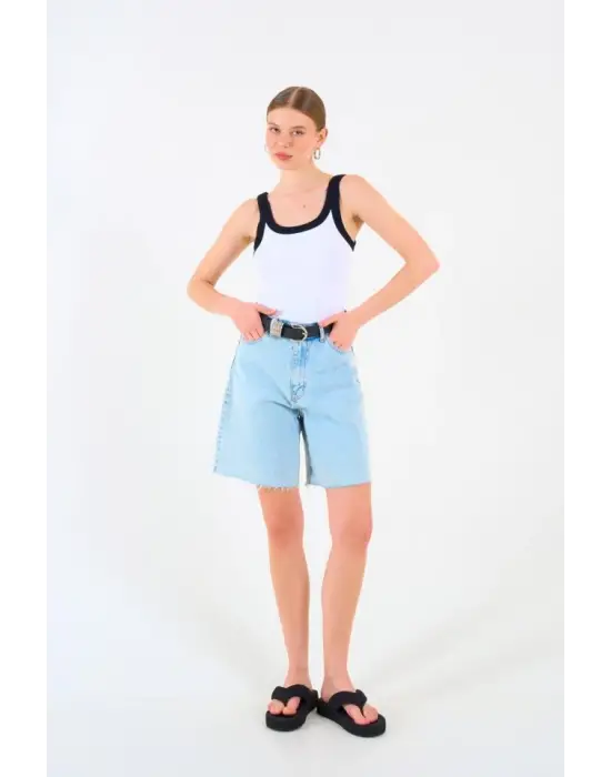 İki Renkli Atlet - Beyaz-Siyah