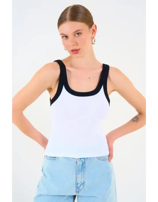 İki Renkli Atlet - Beyaz-Siyah