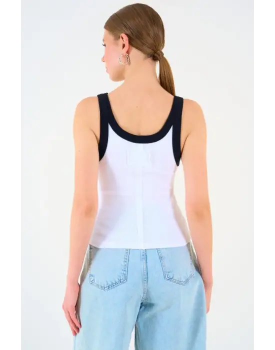 İki Renkli Atlet - Beyaz-Siyah