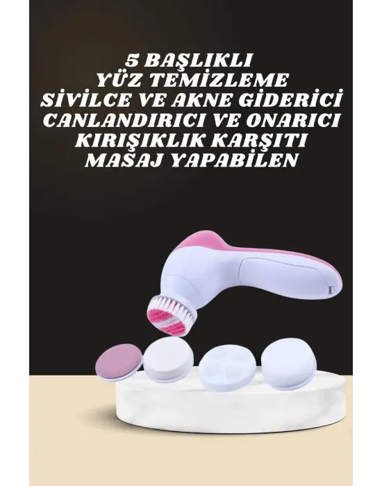 İkili Cilt Bakım Seti 5 Başlıklı Yüz Temizleme Ve Masaj Aleti Canlandırıcı Ve Onarıcı