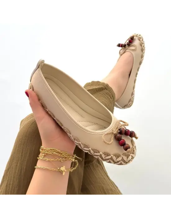 Ilwe Bej Cilt Babet Ayakkabı