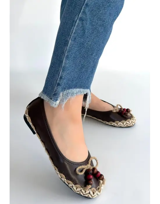 Ilwe Kahverengi Cilt Babet Ayakkabı