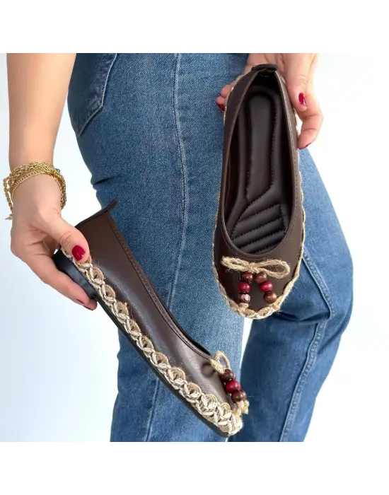 Ilwe Kahverengi Cilt Babet Ayakkabı