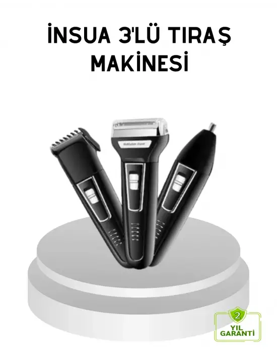 İnsua 3 Başlıklı Profesyonel Tıraş Makinesi – Sıfır Kesim, Hassas Başlık, Güçlü Motor