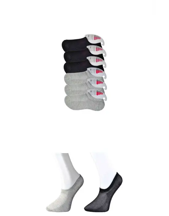 Omarı Siyah ve Gri Görünmez Çorap Seti