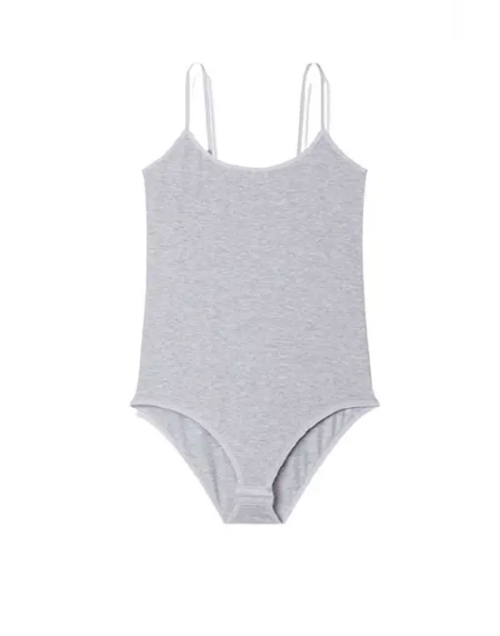 Modern Kadın Çıtçıtlı Body Gri İp Askılı