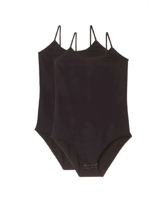 Omarı Siyah İp Askılı Çıtçıtlı Kadın Body Seti