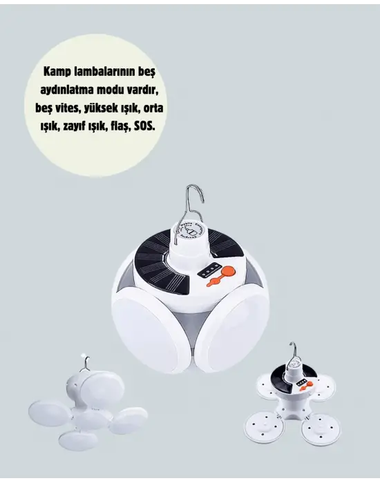 Ipx4 Suya Dayanıklı, Katlanabilir Led Kamp Lambası Ve Acil Durum Işığı