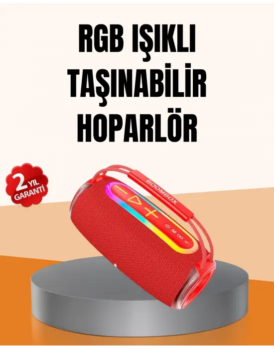 Ipx6 Su Geçirmez Rgb Led Işıklı Taşınabilir Bluetooth Hoparlör 2400 Mah